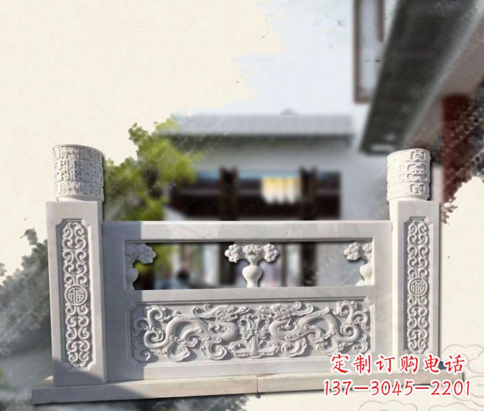 泰安汉白玉龙石浮雕栏板