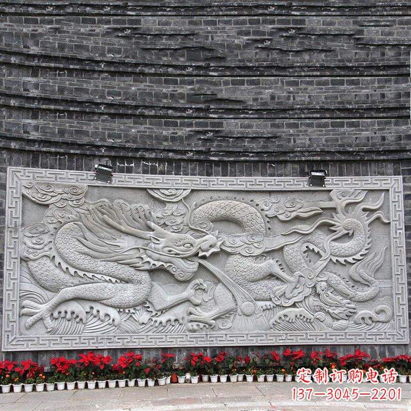 泰安汉白玉龙纹浮雕墙