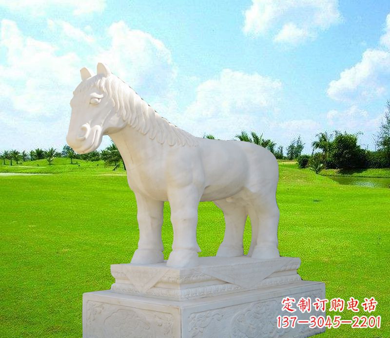 泰安汉白玉马石雕广场动物雕塑