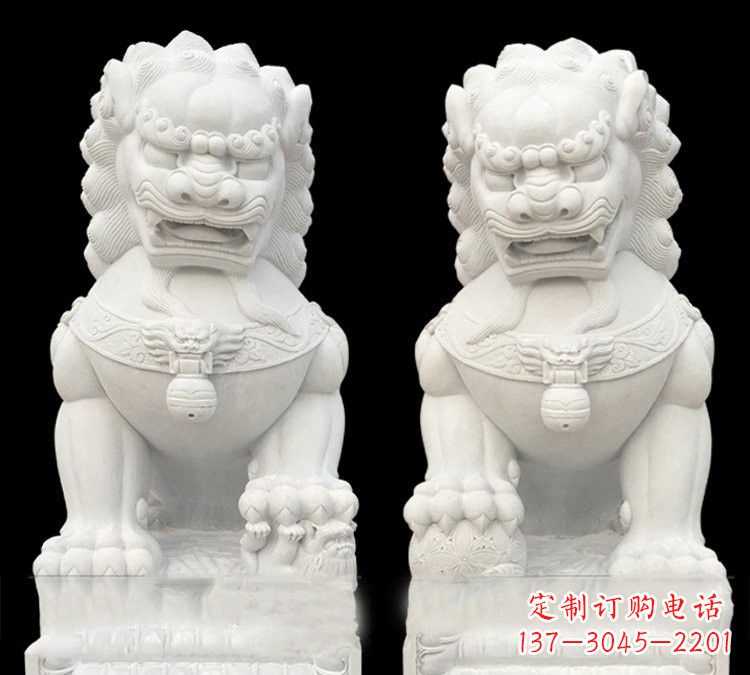 泰安汉白玉门口用石雕狮子
