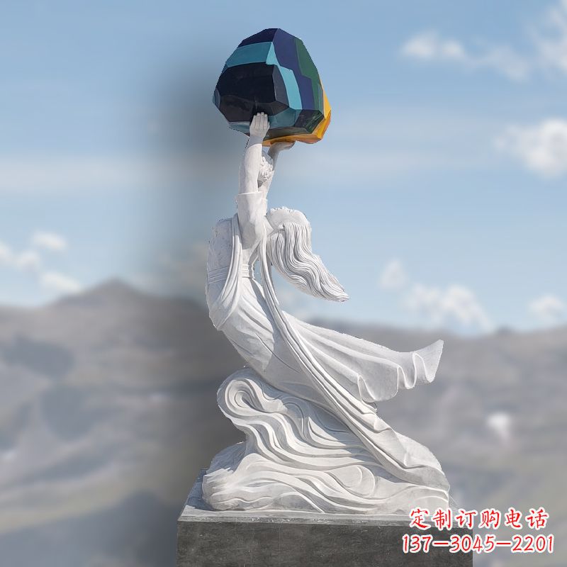 泰安领雕塑精美雕刻的女娲补天石雕塑