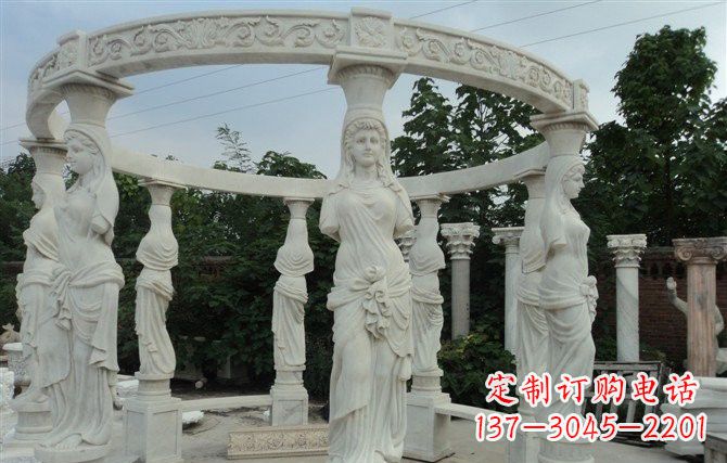 泰安汉白玉欧式凉亭雕塑,尽享悠然凉意