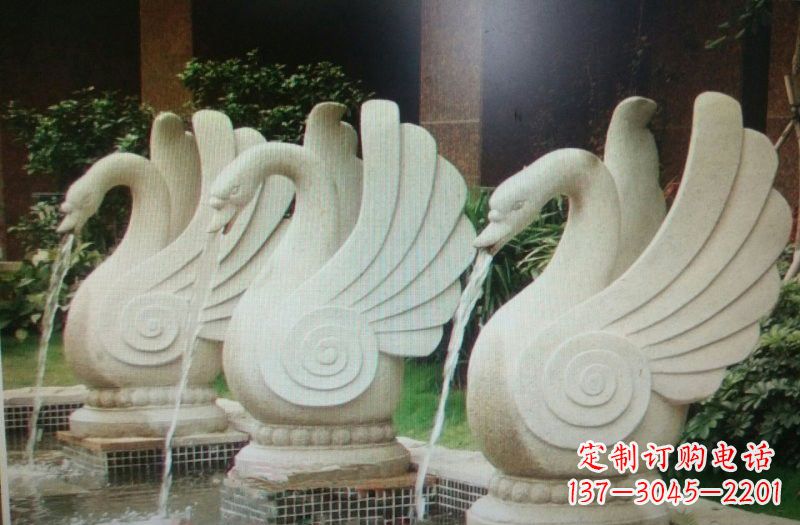泰安汉白玉喷水天鹅石雕