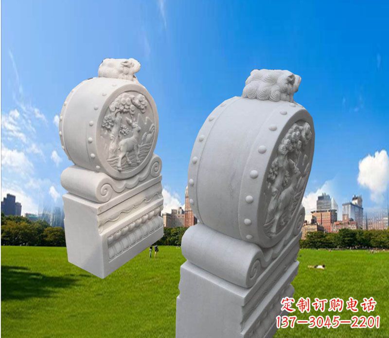 泰安汉白玉辟邪门墩雕塑
