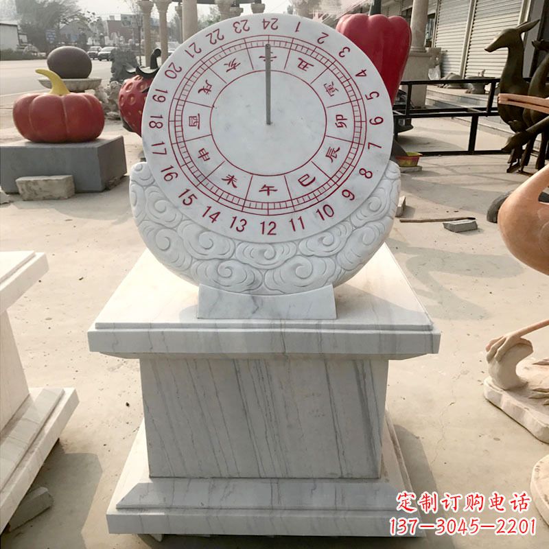 泰安精美汉白玉日晷石雕,给您带来精致的收藏价值