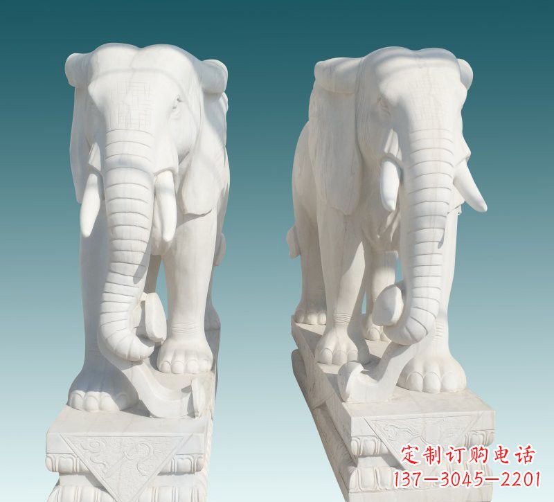 泰安昂贵的汉白玉大象雕塑,招财又招福