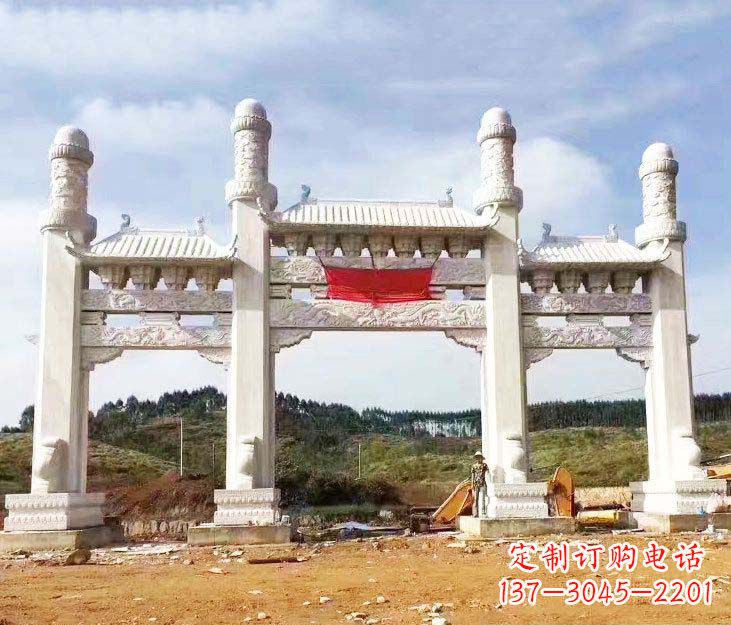 泰安精美白玉牌坊石雕,品质缔造传世绝品