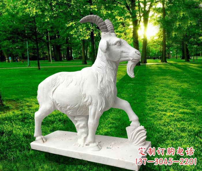 泰安汉白玉精美山羊雕塑