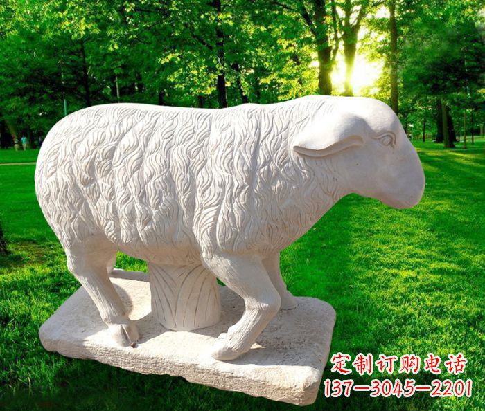 泰安中领雕塑的汉白玉山羊石雕是一件雕刻精美的…