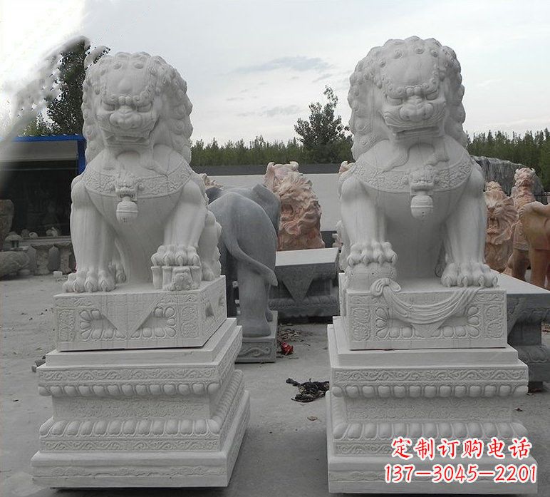 泰安汉白玉守门狮子雕塑