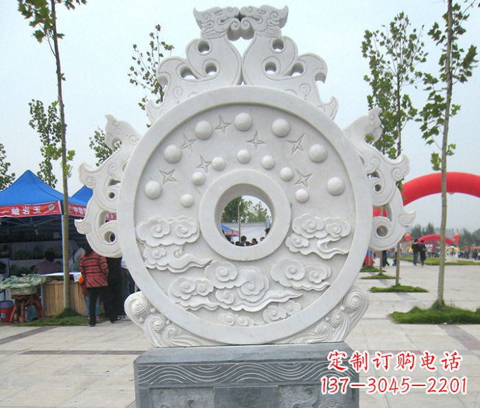 泰安精雕细琢汉白玉双龙石门墩雕塑