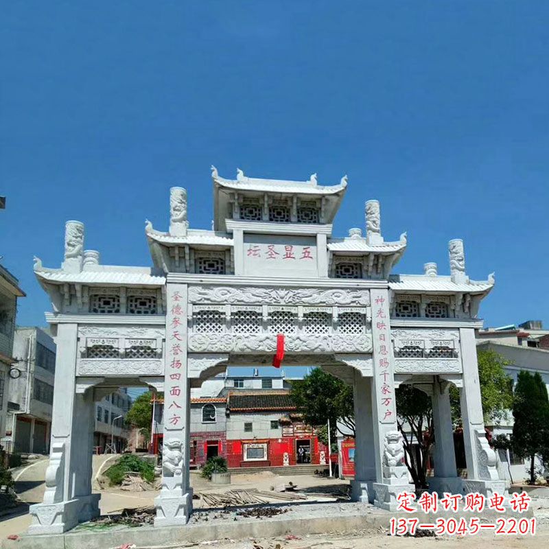 泰安全新定制石牌坊雕塑,为您的寺院注入历史文脉