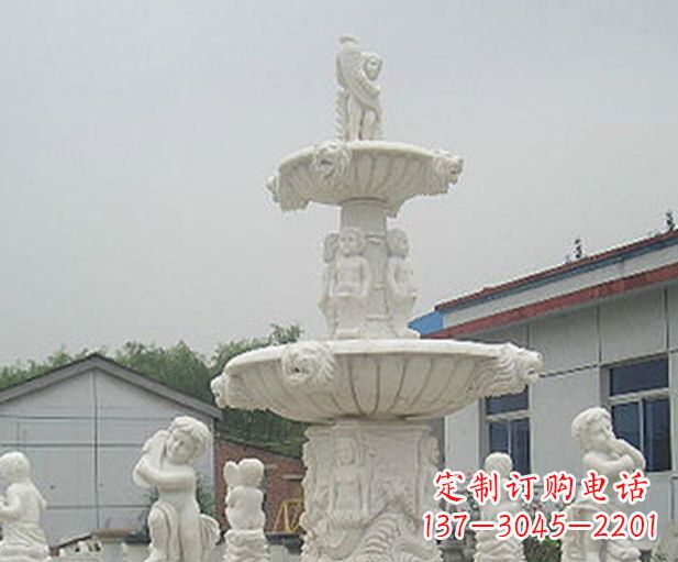 泰安汉白玉天使大型喷泉石雕