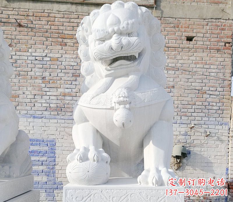 泰安正宗汉白玉狮子门墩雕塑