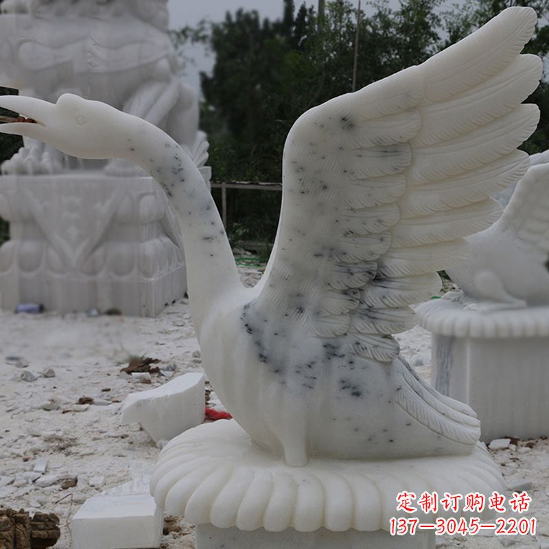 泰安汉白玉天鹅石雕,精美绝伦,令人叹为观止