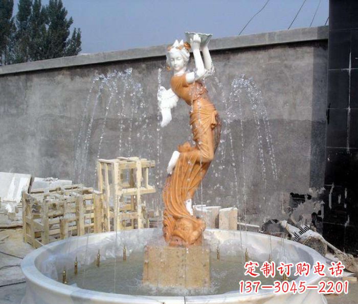 泰安高端石膏西方人物公园喷泉雕塑