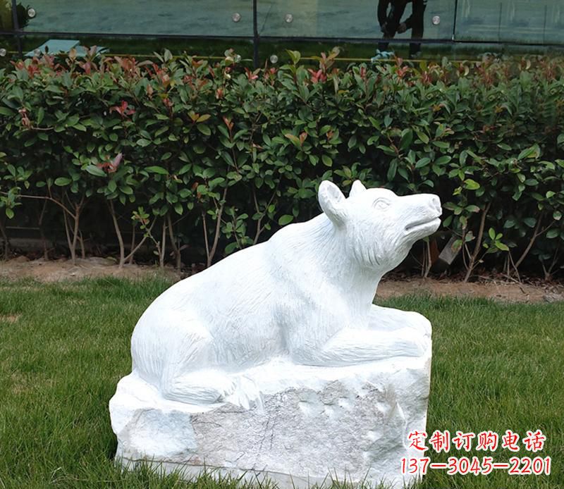 泰安唯美可爱的汉白玉小区动物熊雕塑