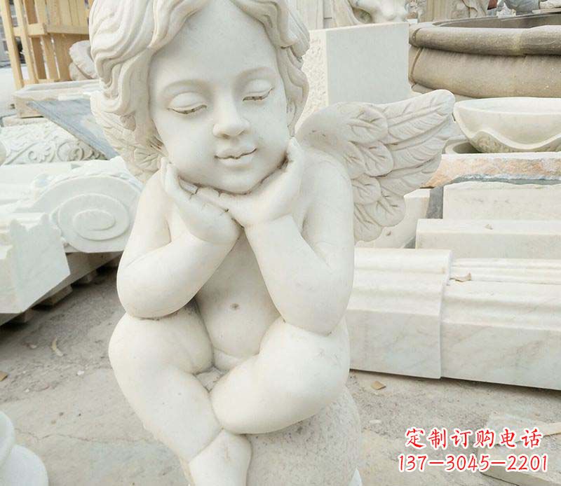 泰安汉白玉小天使西方儿童石雕