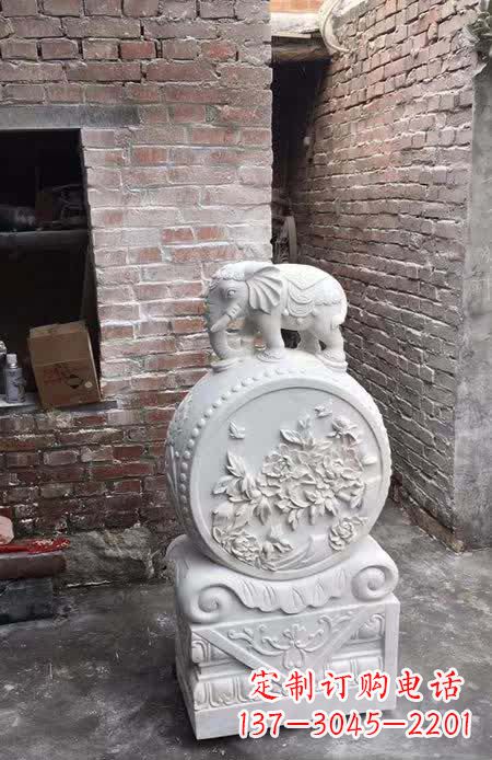 泰安汉白玉小象抱鼓石雕塑之美