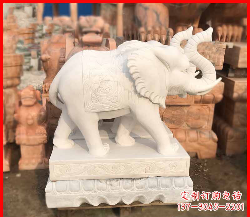 泰安汉白玉招财大象雕塑