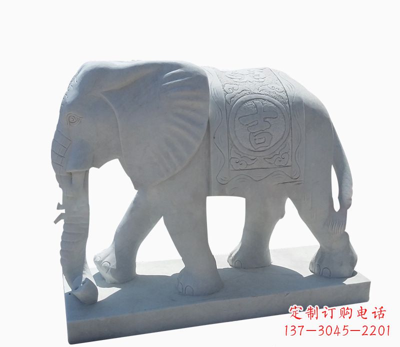 泰安桃花开,当铺金,汉白玉大象雕塑,吉祥引财