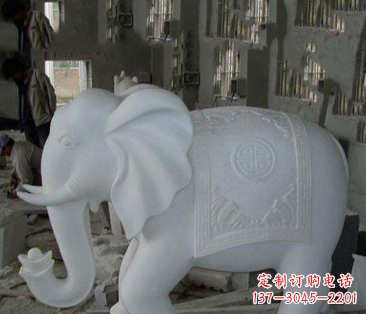 泰安汉白玉招财大象石雕