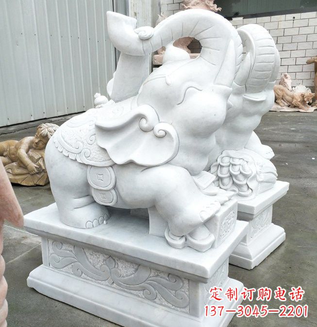 泰安汉白玉招财运小象雕塑