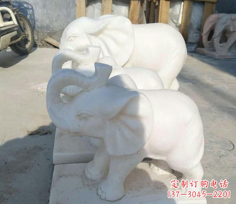 泰安高端汉白玉招财小象雕塑