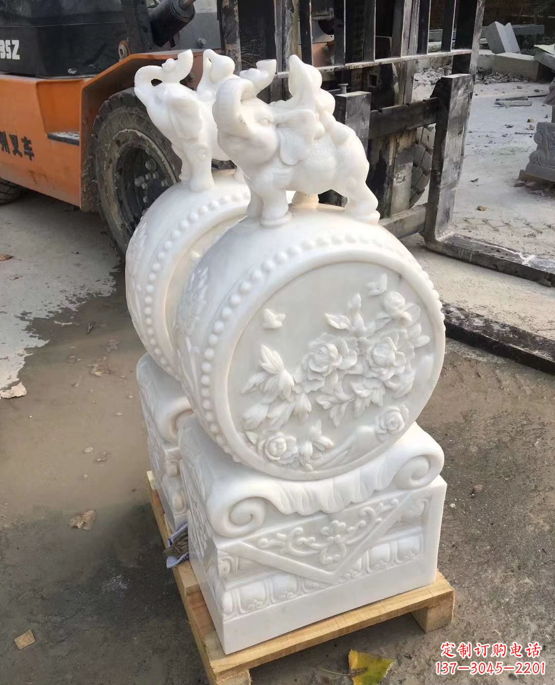 泰安精致小象招财石门墩,树立你的百年吉祥