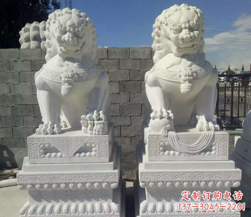 泰安汉白玉镇宅狮子石雕,完美贴近生活