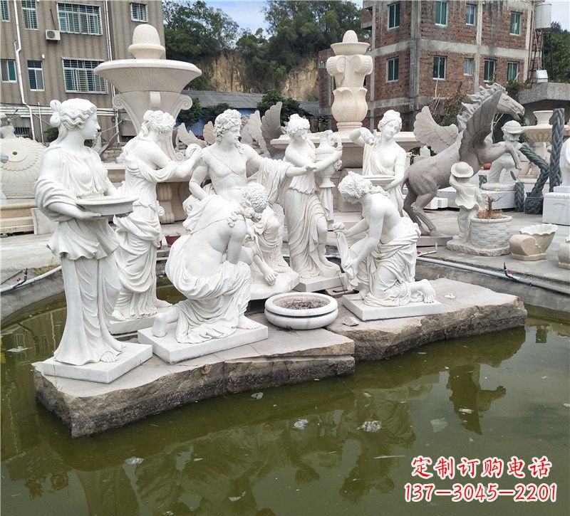 泰安汉白玉众宁芙侍奉阿波罗雕塑