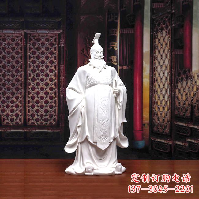 泰安汉武帝刘彻汉白玉石雕像