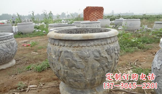 泰安荷花花盆公园景观石浮雕