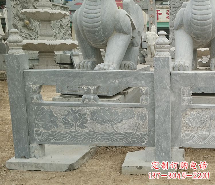 泰安荷花石浮雕仿古栏板石雕