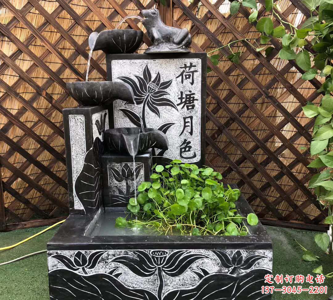 泰安荷塘月色景观石雕喷水池