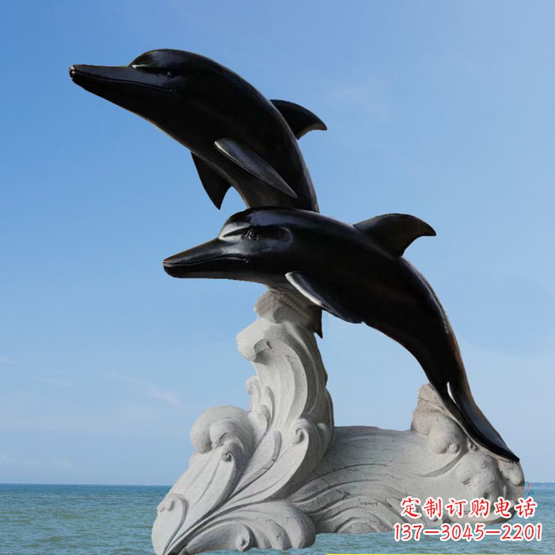 泰安黑曜石海豚石雕