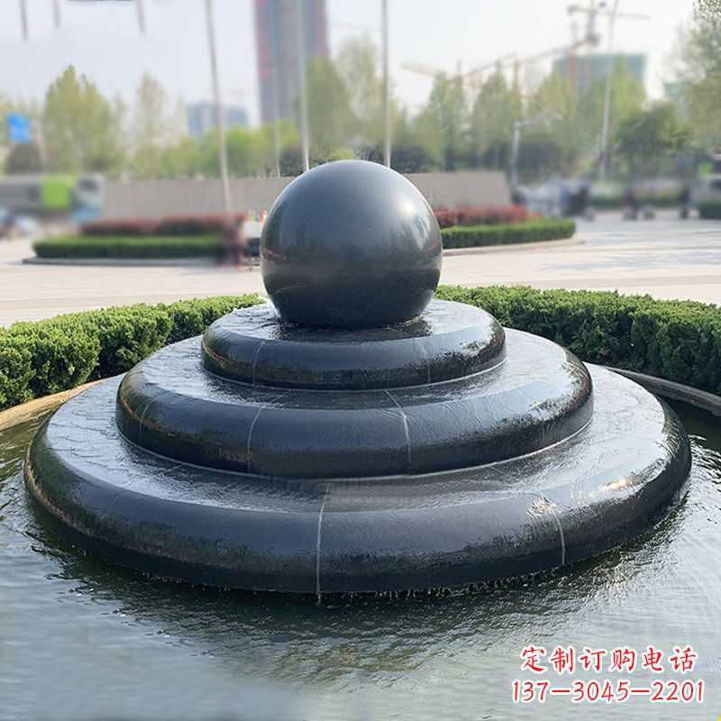 泰安黑曜石风水球城市广场水景喷泉雕塑