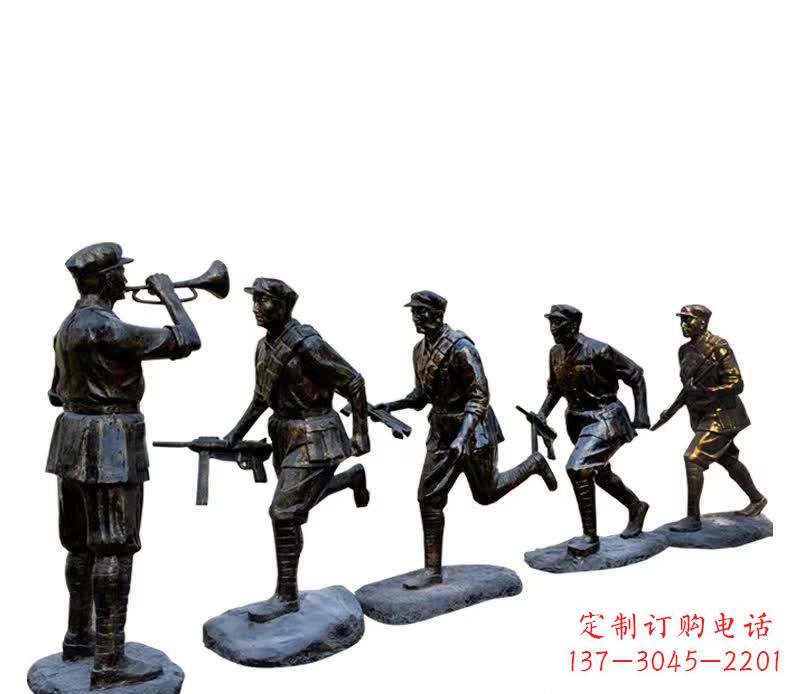 泰安红色文化主题红军铜雕塑