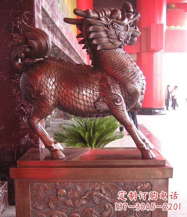 泰安红铜麒麟神兽铜雕