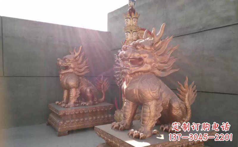 泰安红铜麒麟古代神兽铜雕