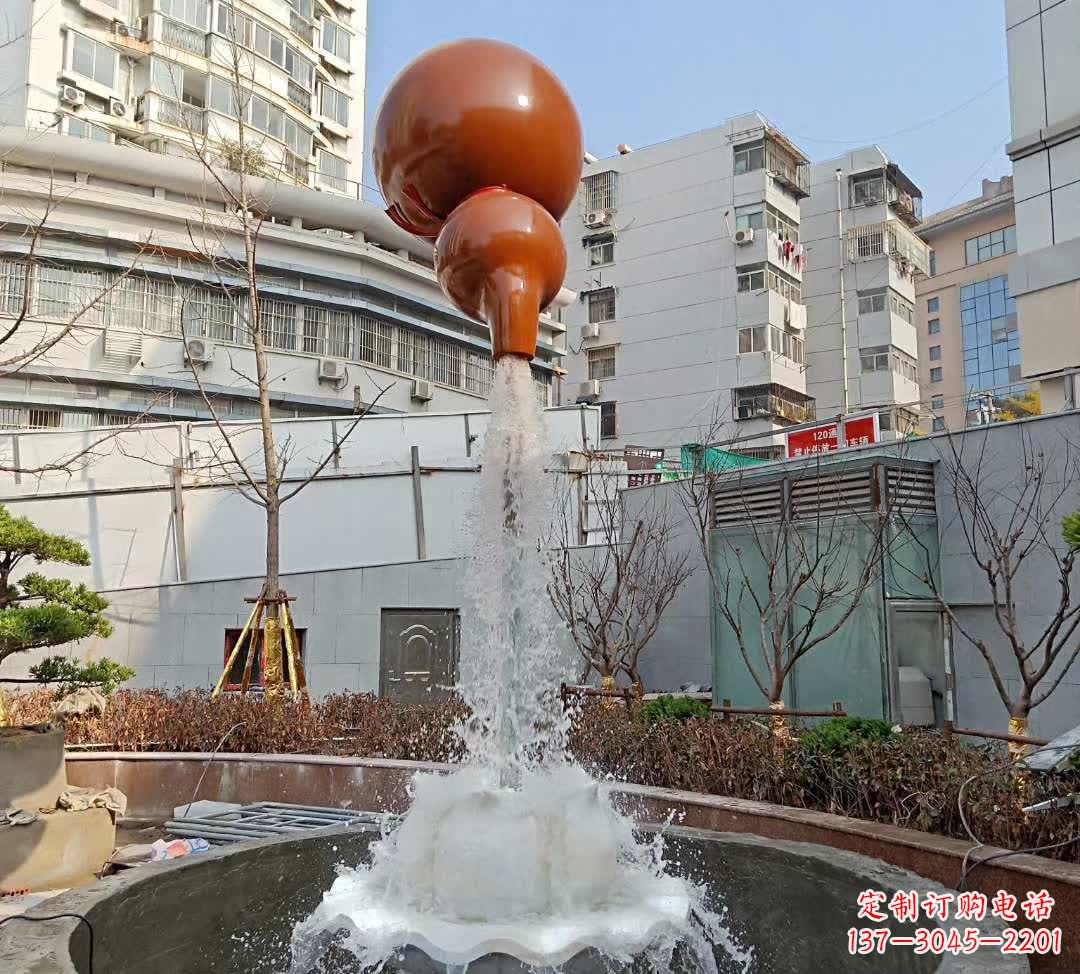 泰安葫芦广场喷泉雕塑,精致唯美