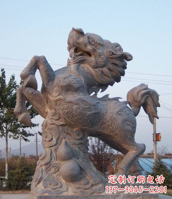 泰安精美独特的麒麟神兽石雕