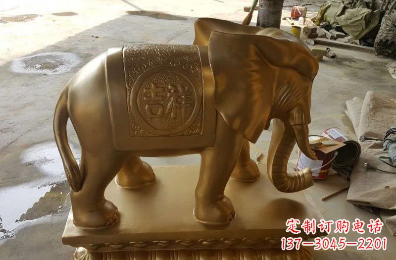 泰安湖南玻璃钢仿铜大象案例