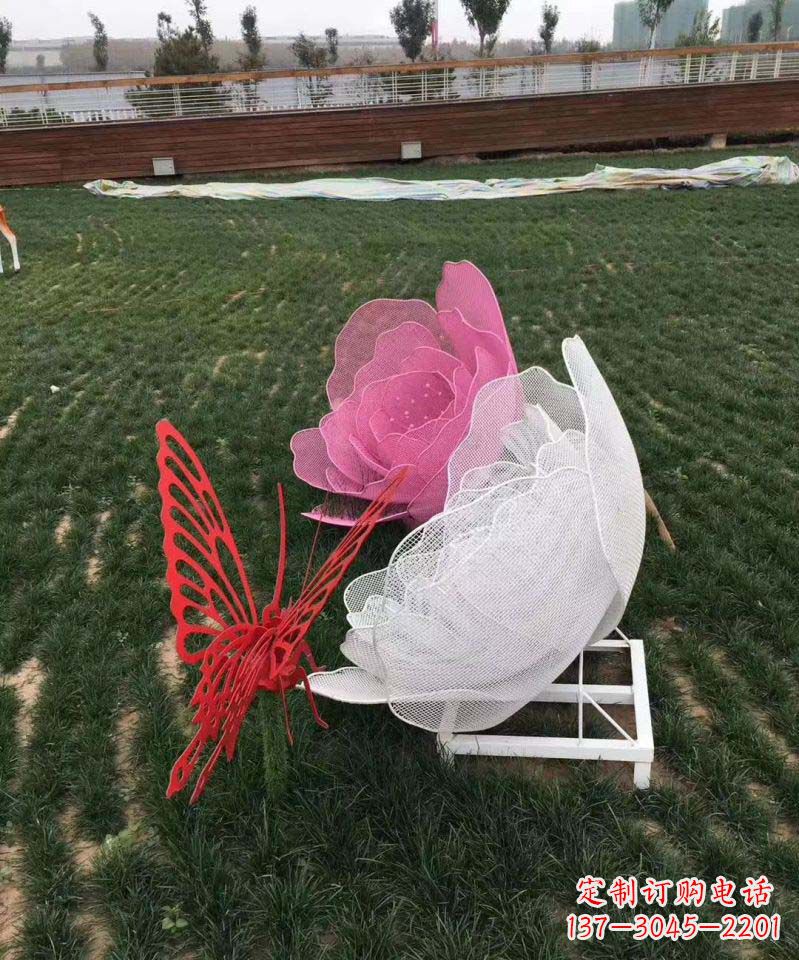 泰安户外不锈钢铁艺蝴蝶花朵雕塑