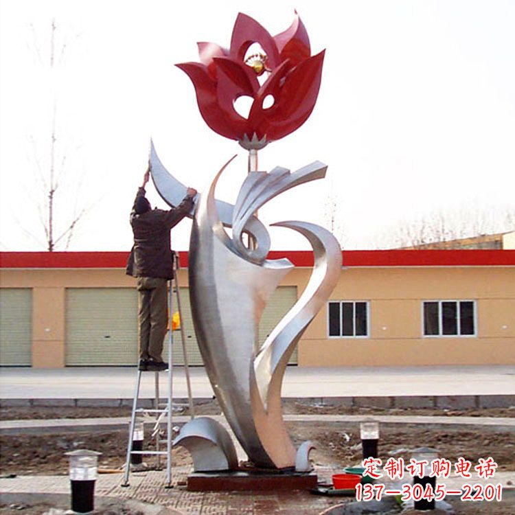 泰安高端定制玫瑰花不锈钢大型雕塑