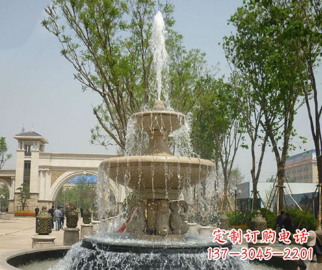 泰安户外多层喷泉石雕_2