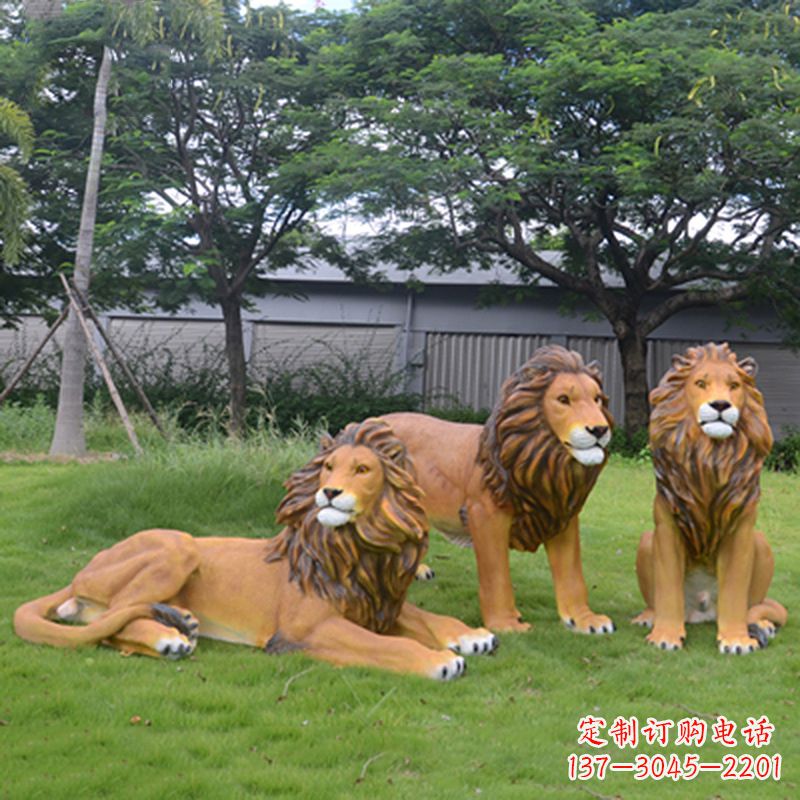 泰安把公园里的斗勇气释放出来--领雕金刚户外仿真狮子雕塑