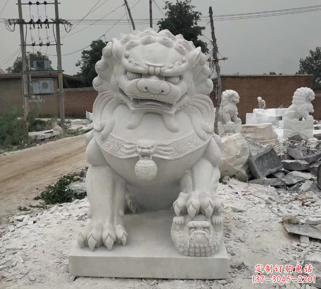 泰安非凡威猛!来自中领雕塑的狮子踩球石雕