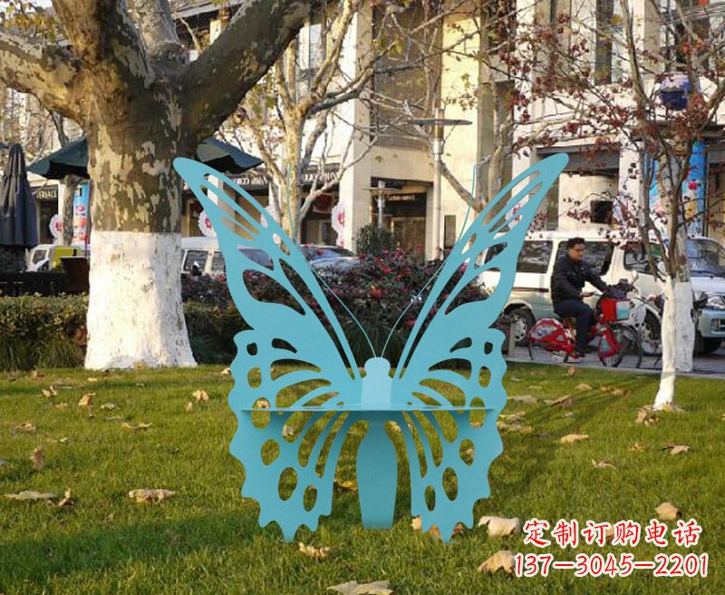 泰安中领雕塑专业定制不锈钢蝴蝶雕塑座椅