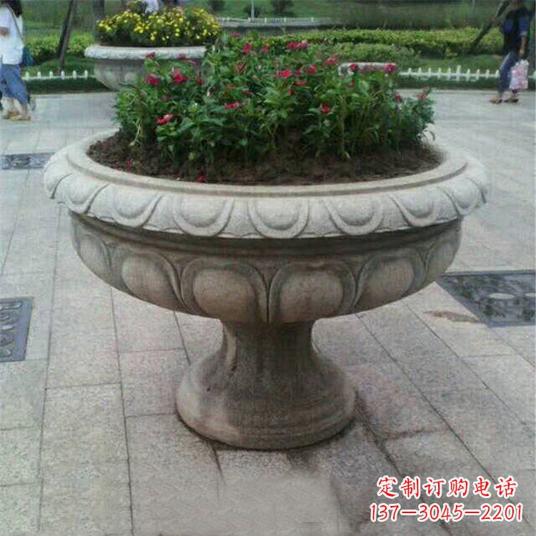 泰安花岗岩公园石雕花盆